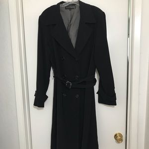 Gently worn Double Breasted Black trench coat by Platinum 14